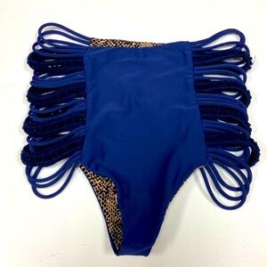 Acacia Swimwear Blue and Tan Bikini Bottom